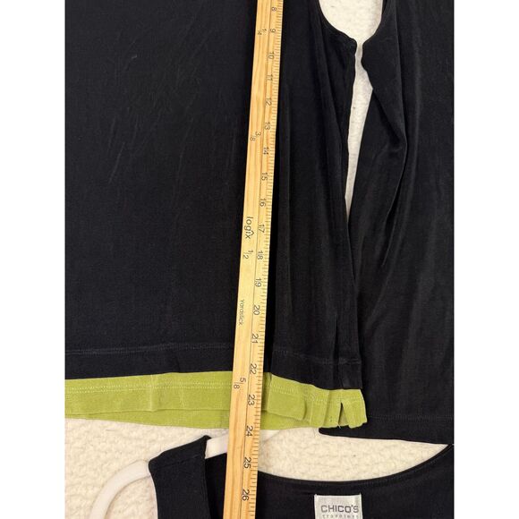 CHICOS Tank Top Shirt Women 2 (L) Black Stretch Set of 3 Cruise Vacation - Picture 9 of 9